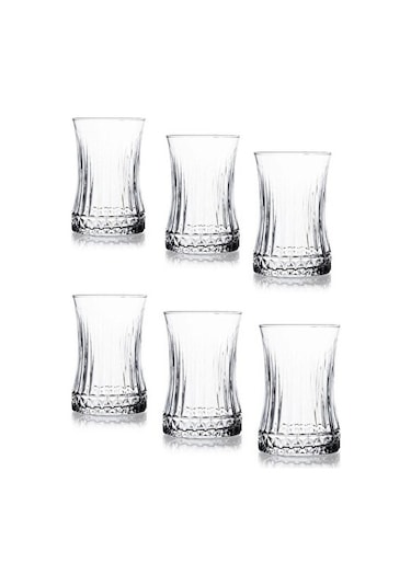 Paşabahçe Elysia Çay Bardağı ve Riva Çay Tabağı Takımı 12 Parça Şeffaf