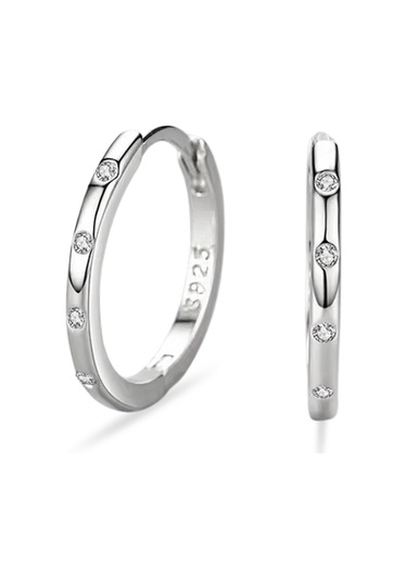 Timeless Series Işıltılı Taşlı Zarif Halka Kadın Gümüş Küpe