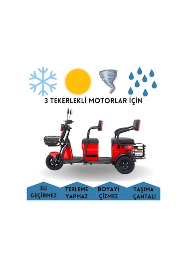 Kral Motor Kr301 Mira 3 Tekerlekli Elektrikli 3 Kişilik Motor Brandası Su Geçirmez Motosiklet Örtüsü