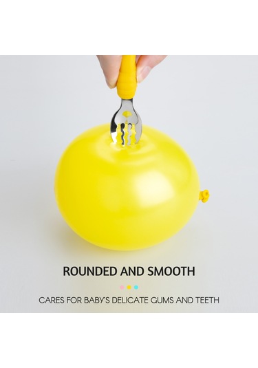 Bebek Kaşık Ve Çatal Seti, Taşıma Çantası İle Kendin Yiyen Aletler, Sevimli Silikon Karikatür Saplı Paslanmaz Çelik Sofra Takımı Pembe