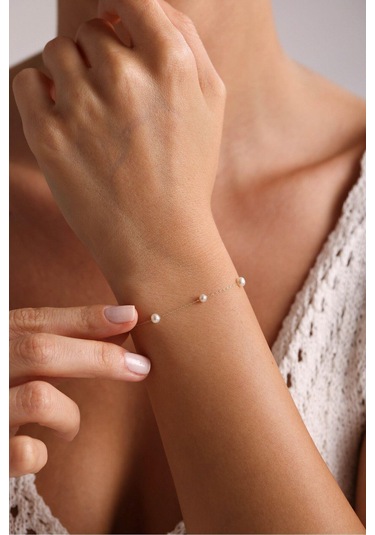 Gianfranco Zincirli İnci Bilekik Altın Sarı Altın