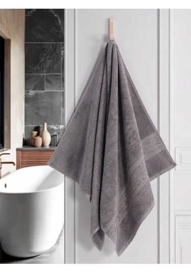 %100 Cotton Saç Havlusu Maura 70x140 Cm Gri