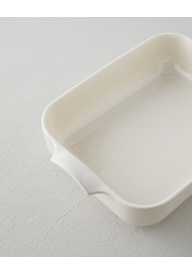 English Home Hecha Seramik Dikdörtgen Fırın Kabı 32 Cm Krem Krem