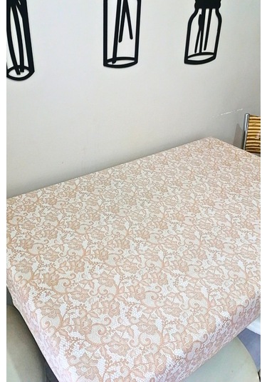 Keten Dokulu Muşamba Masa Örtüsü Gold