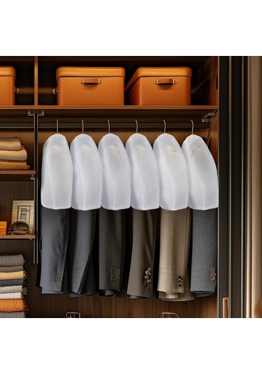 Novahub 24 Parça Şeffaf Kılıf Seti - Gardırop Organizasyonu İçin Askılı Kıyafet Koruyucu Şeffaf