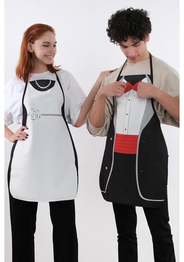 Beautiful İkili Paket Sıvı Geçirmez Su Geçirmez Mutfak Önlüğü Gelin&damat