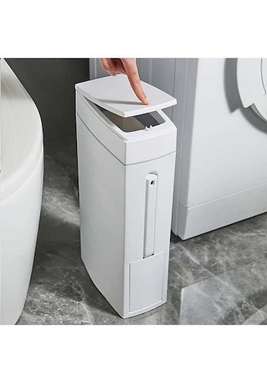 Fastbuy Challenger Beyaz 4.5l Büyük Kapasiteli Çukur Çöp Kutusu, Koku Önleyici, Fırçalı, Sessiz Açma Kapama Beyaz