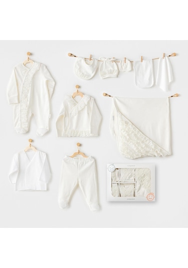 Kız Bebek Hastane Çıkışı 10 Parça Newborn Ac25591 Ekru