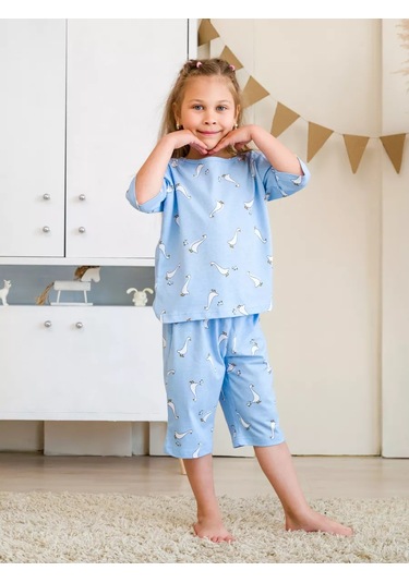 Maso Home Kız Çocukları İçin Pantolonlu Pijama 235898342 Açık Mavi