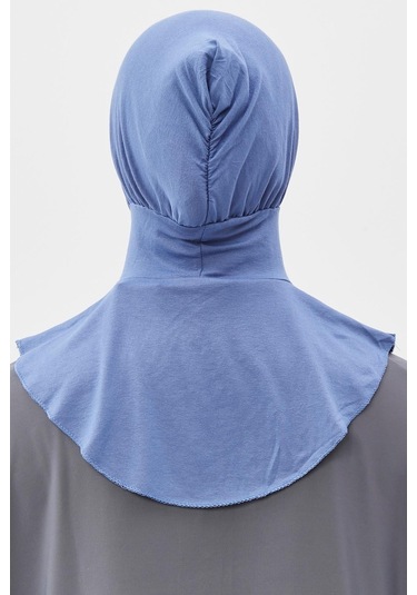 Kadın Tesettür Pratik Boyunluklu Hijab - Sporcu Bone Açık Kot Açık Mavi