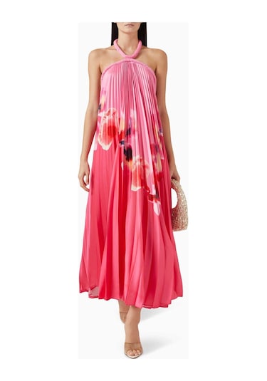 Acler Fixby Plise Maxi Elbise - - %100 Polyester - Halter Yaka Çok Renkli