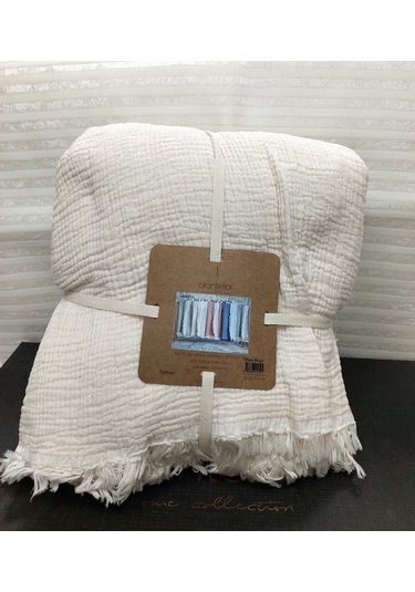 Dantela Fiona Bej Müslin Pamuk Anti-alerjik Çift Kişilik Yatak Örtüsü 240x260 Bej