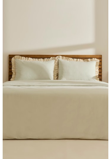 Kaşmir Home Lisa %100 Pamuk Tek Kişilik Nevresim Takımı Offwhite