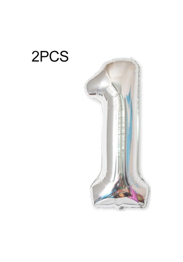 2 Adet 40 İnç Alüminyum Folyo Numarası Balonlar Doğum Günü Düğün Nişan Partisi Dekor Çocuk Top Malzemeleri 1-gümüş