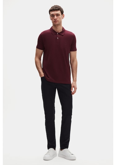 Ds Damat Regular Fit Mürdüm %100 Pamuklu Uzun Ömürlü Kıvrılmaz Polo Yaka Nakışlı T-shirt 4hc14ort51000 MÜRDÜM