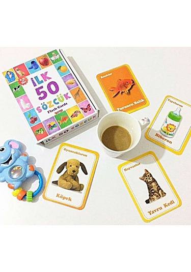 İlk 50 Sözcük Flash Cards Zeka Kartları Eğitici Kartlar