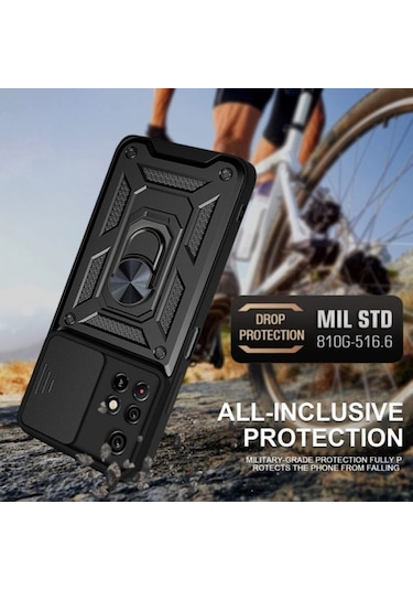 Smcase Xiaomi Redmi 10 2022 Kılıf Kamera Korumalı Yüzüklü Tank