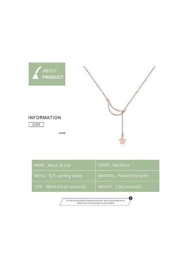 Star Moon S925 Ayar Gümüş Rose Altın Kaplama Kolye Çok Renkli