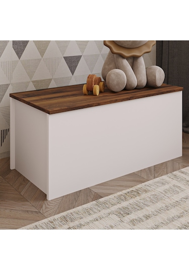 Florya Çok Amaçlı Oyuncak Ve Depolama Sandığı - Antrasit Ve Beyaz - 90 Cm - Beyaz