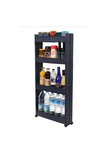 Motek Çok Amaçlı Tekerlekli Raf Plastik Raf Mutfak Rafı Banyo Raf Sr-04 Çok Renkli