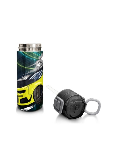 Coral High Kids Nefti Fosforlu Sarı Araba Desenli Pipetli Ve Direkt İçim Çelik Termos 500 Ml 31834 Çelik