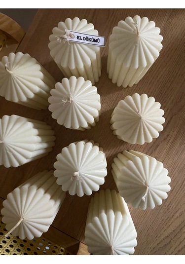 2 ' Li Pilar Model Doğal Renk %100 Soya Mum