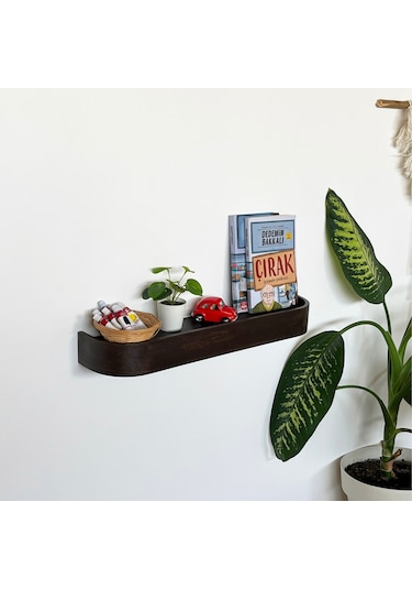 Ahşap Doğal Masif Duvar Rafı Ceviz