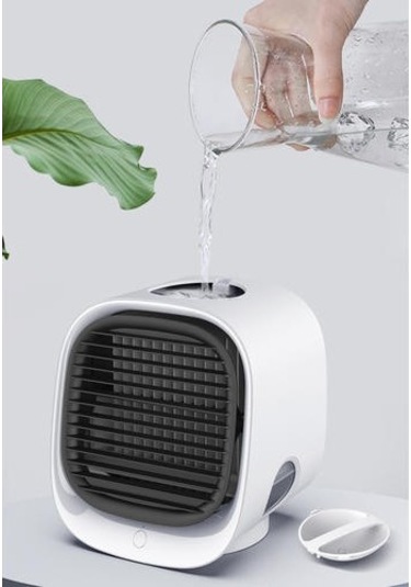 Hava Soğutucu Fan Mini Masaüstü Klima Gece Işık İle Mini Usb Su Soğutma Fanı Nemlendirici Arıtma Çok Işlevli Yaz Hayranları Xhw3mz Beyaz