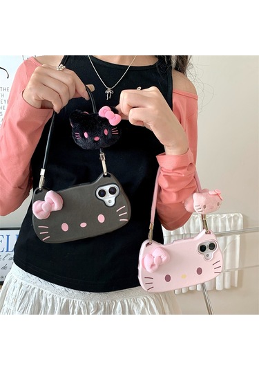Karikatür Hello Kitty Telefon Kılıfı İp14 Pro Siyah