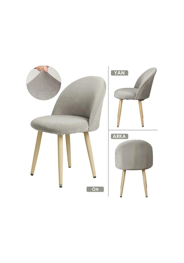 StarMall Jakarlı Kumaş İlmek Desen Oval Sandalye Kılıfı, Lastikli, Yıkanabilir, Esnek Sandalye Örtüsü 1 Adet Gri