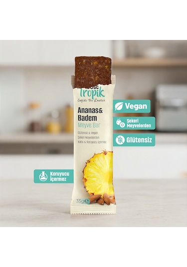 Ananas Ve Badem Aromalı Meyve Bar 35 G Meyve İçeren Pratik Atıştırmalık 2 Adet