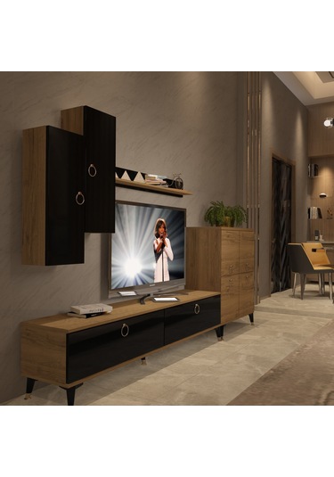 Decoraktiv Eko 6 Mdf Std Gold Tv Ünitesi Tv Sehpası Pera - Siyah