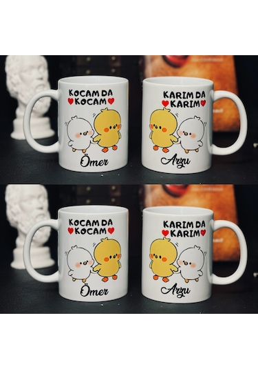 Kocam Da Kocam Karım Da Karım Civcivli 2 Li Set Kupa
