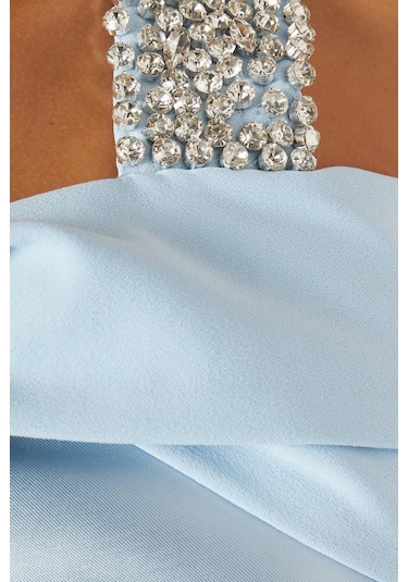 Ac By Aanchal Chanda Embellished Mermaid Mikado Kumaş Işlemeli Kadın Elbise Açık Mavi