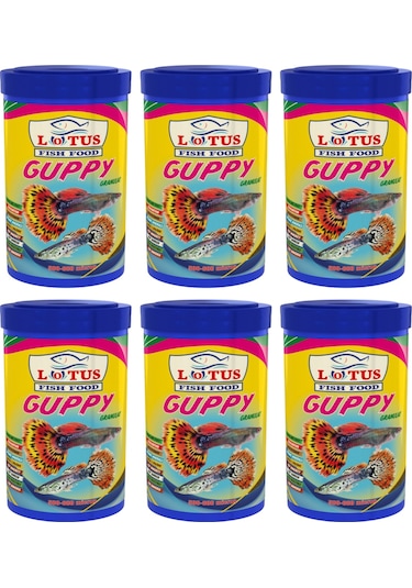 Guppy Granulat 6 adet 100ml Tropikal Balık Yemi ve Vitamin Hediye