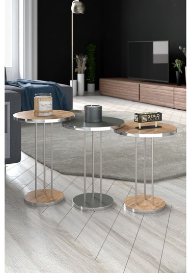 Zigon Sehpa Terra Gümüş Ceviz Antrasit