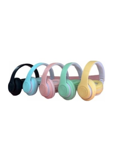 Pembe Macaron Set Bluetooth Kablosuz Stereo Kulaklık