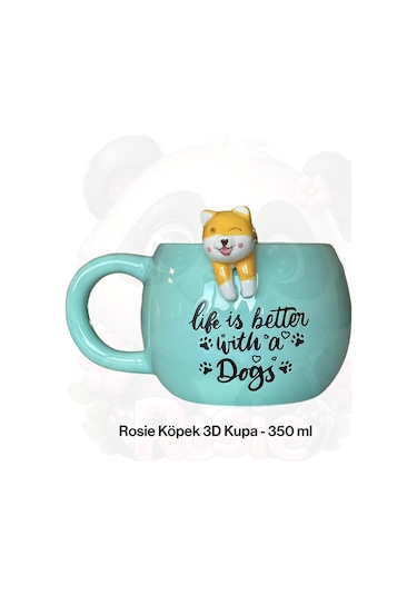 Köpek Figürlü Seramik Kupa 350 Ml Beyaz
