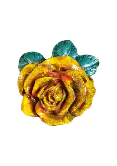 Uretti - Ayşe 7362 2886 El Yapımı Minik 2'li Yavruağzı - Yeşil Renk Gül Magnet - 6 X 7 Cm