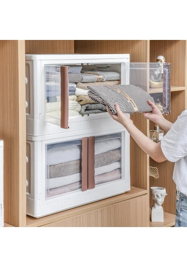 Piev Emayhome Çok Amaçlı Kapaklı İstiflenebilir Organizer Dolap 4 Lü Cappuccino