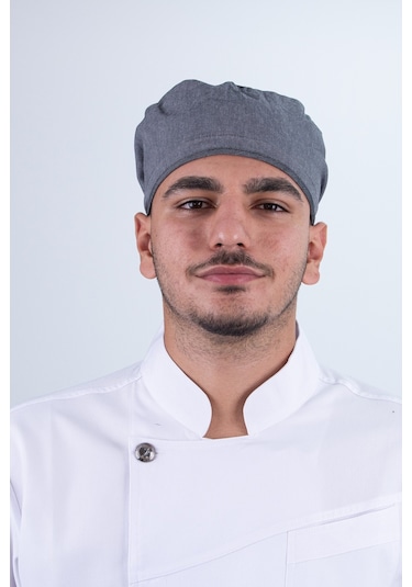 Chef Bone Kep Aşçı Şef Şapkası Gri Çok Renkli