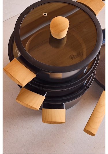 Danish Cook Black İndüksiyon Tabanlı 7 Parça Tencere Seti Siyah