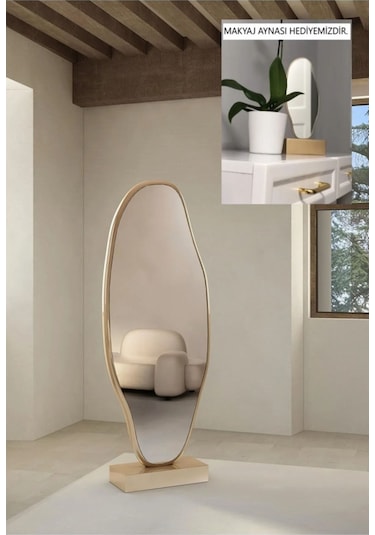Asimetrik Ayna, Ultralüx Boy Aynası, Asimetrik Boy Aynası 188x66 180 X 65 Gold