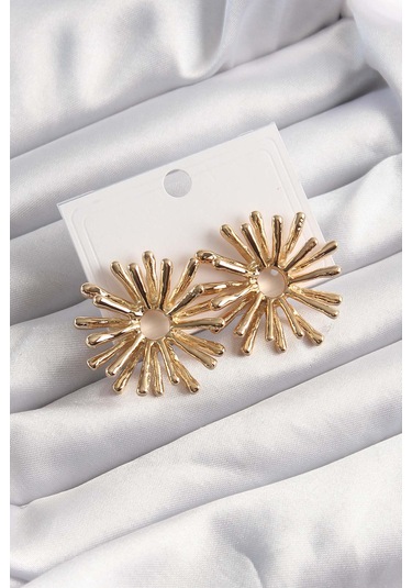 Gold Renk Kemik Model Küpe - Ebj241123w28285 Bakır