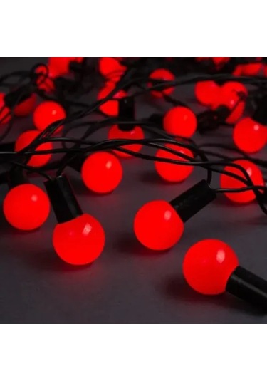 Askımo - 5m 28 Led Mini Top Işık Kırmızı - Fişli, Siyah Kablo Muhtelif 22897204