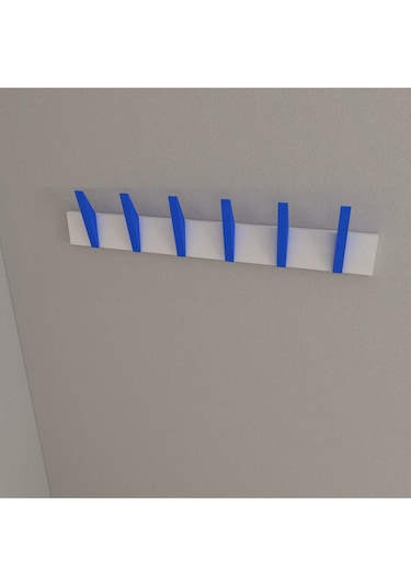 Hepsi3boyutlu Modern Duvar & Kapı Kanca Askılık - 6 Adet Mavi Kanca Askılık - Model No : 4 Mavi