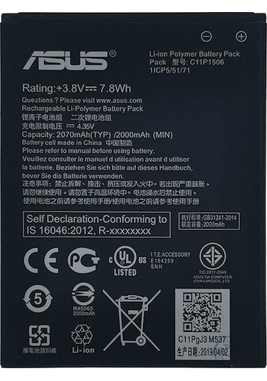 Asus Zenfone Live G500Tg C11P1506 Batarya Pil 2070 Mah