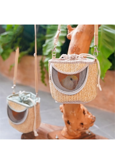 Vkemall Küçük Evcil Hayvanlar İçin Soluklu Sıcak Taşıma Çantası - Kuş, Hamster, Sıçanlar İçin Dikişli Askılı Çanta Yeşil