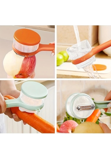 Honeybeeshop Turuncu Çok Amaçlı Sebze Meyve Soyacak Saklama Kutusu Testereli Bıçak Turuncu