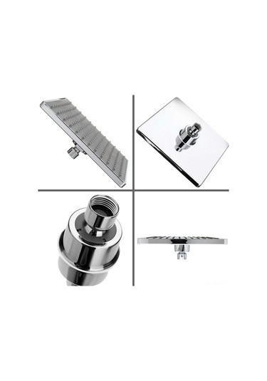 Ulzyvf 8 İnç Kare Yağmur Duş Başlığı - Yüksek Basınçlı, Paslanmaz Krom, Su Tasarruflu, Tıkanmaz Nozullu Gümüş Gümüş